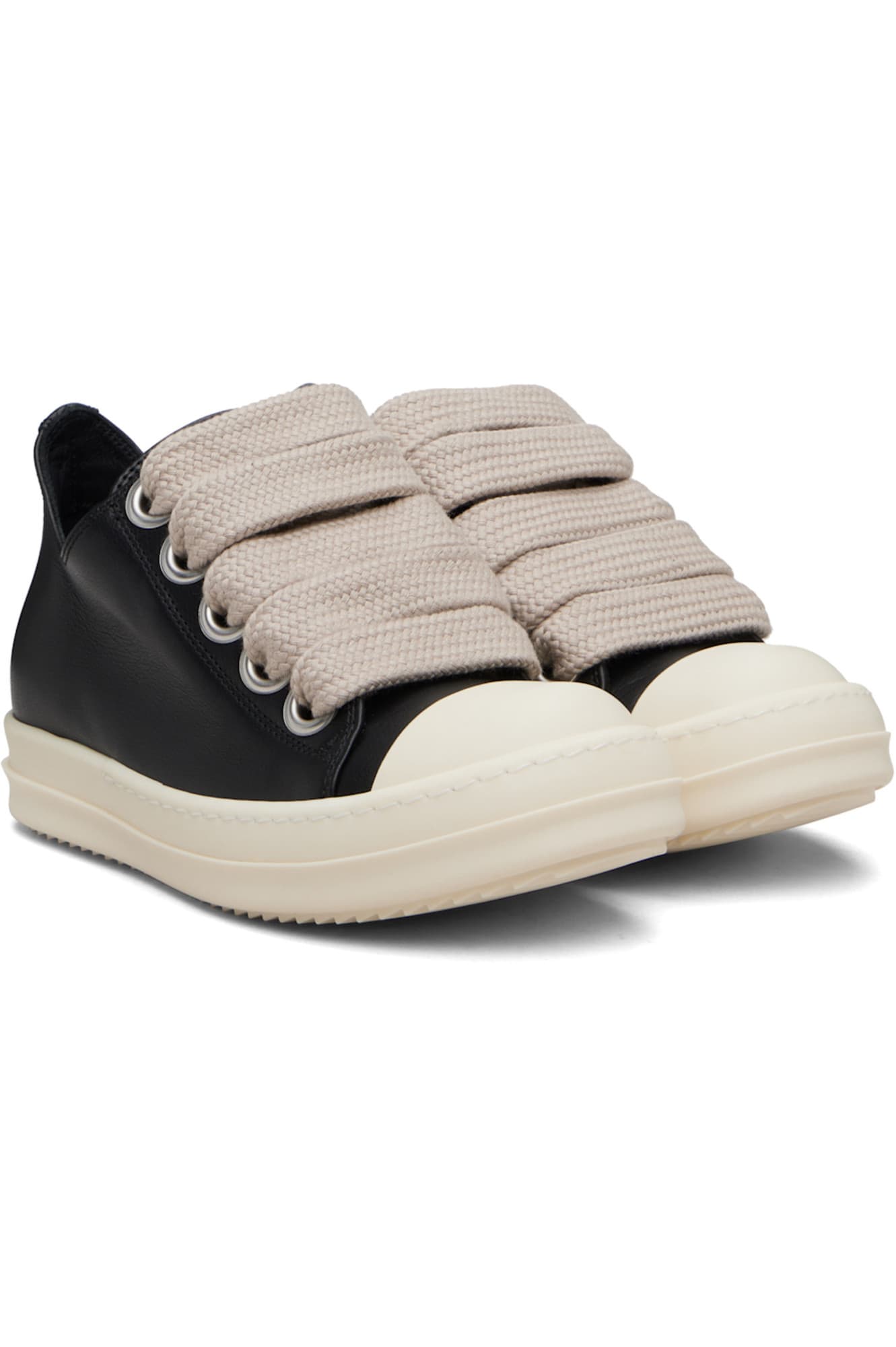 RICK OWENS Black Temple Jumbolace Low Sneakers