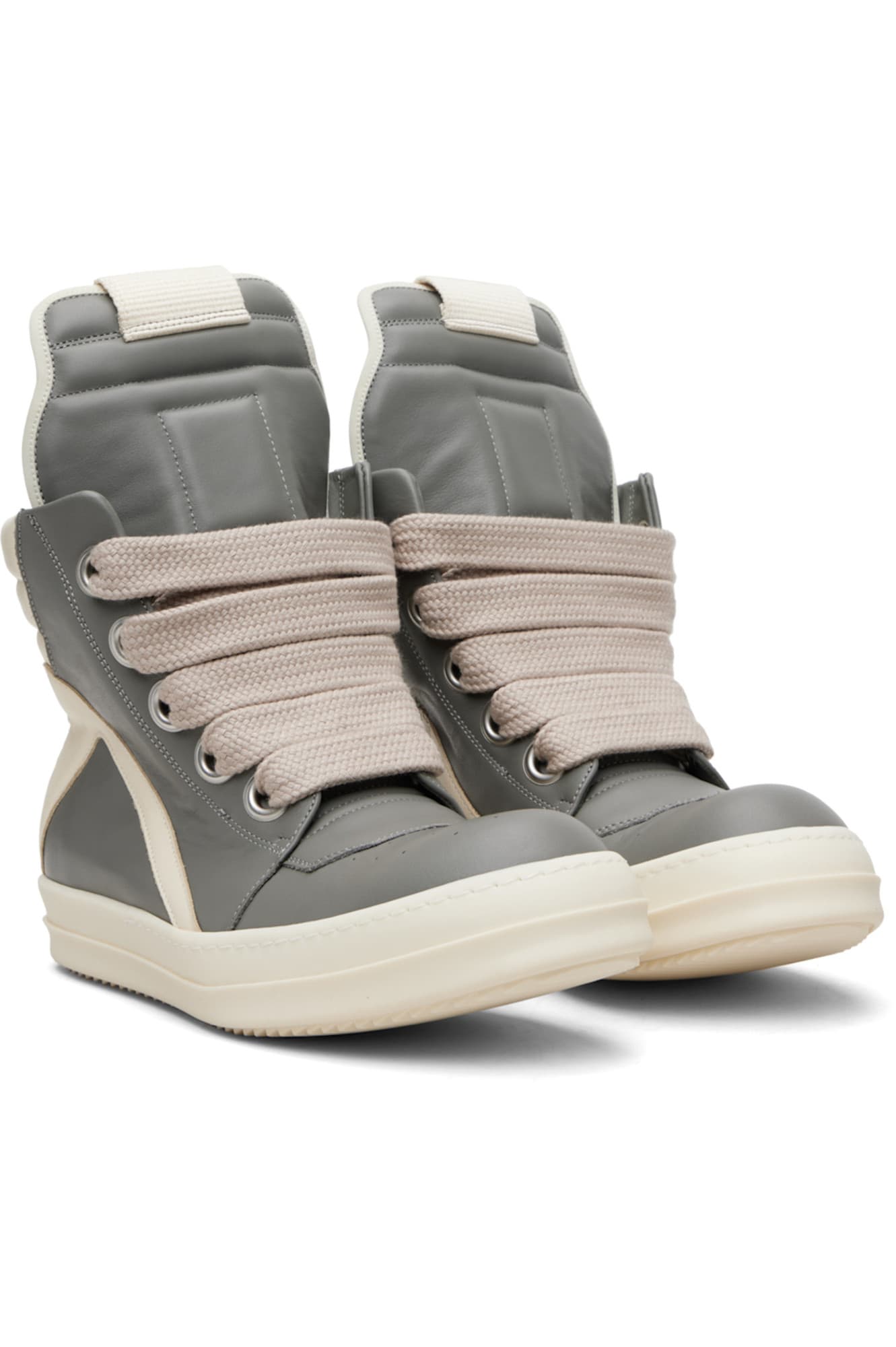 RICK OWENS Gray Temple Jumbolace Geobasket Sneakers