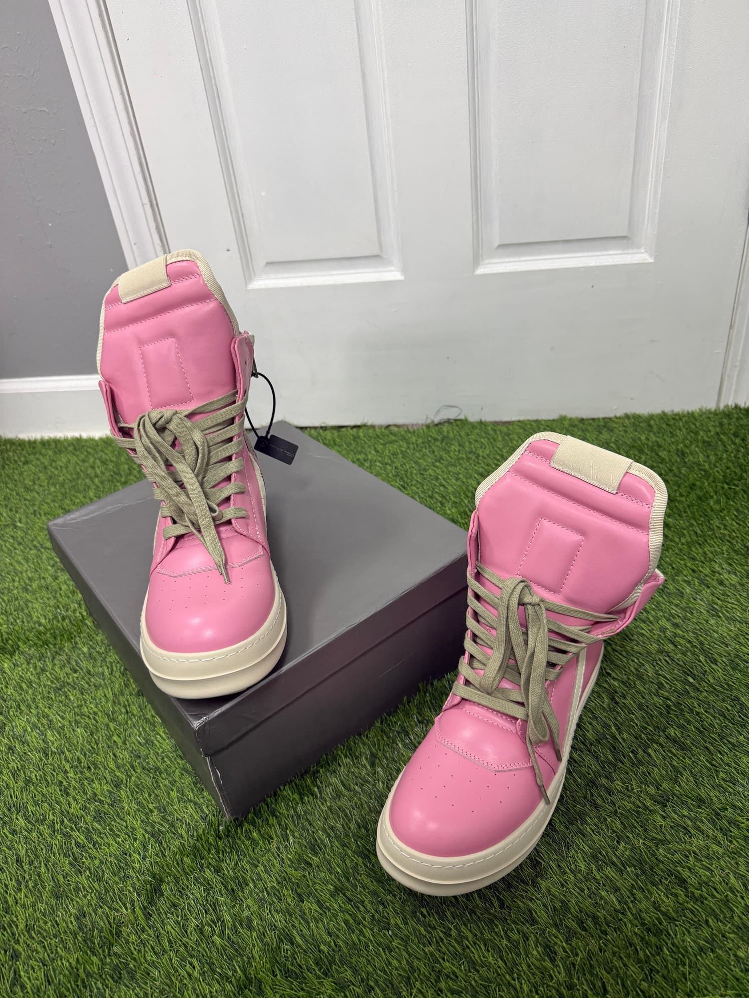 RICK OWENS  pink Temple Geobasket Sneakers