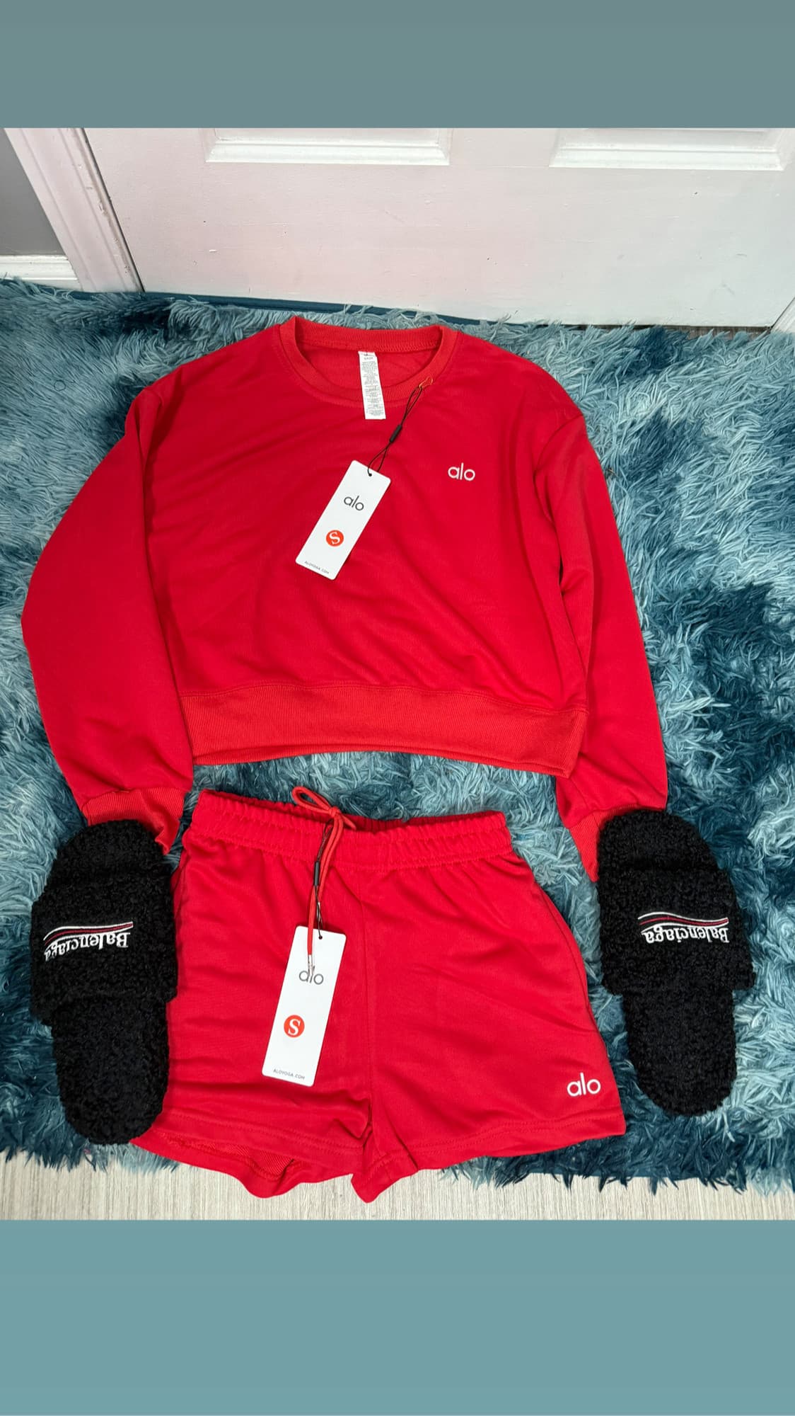 ALO SET AND BALENCIAGA FUR SLIDE